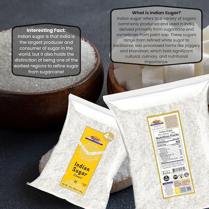 Rani Indian Sugar Khand (Khandsari) 64oz (4lbs) 1.81kg Bulk ~ All Natural | Gluten Friendly | Vegan | NON-GMO | Kosher | Indian Origin