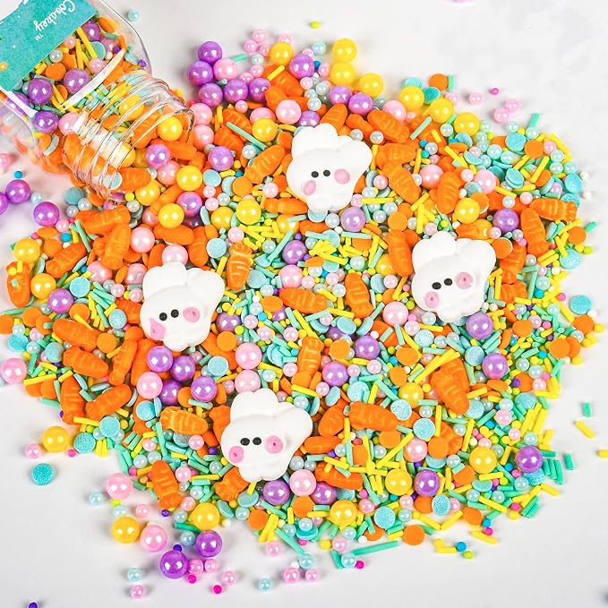 Cobakey Easter Sprinkles for Cookies 4.23 Ounce Carrot Sprinkles for Baking Rabbit Toppers Perfect for Easter Cake Decorations, Baking, Ice Cream, Cookies, Cupcake Topper