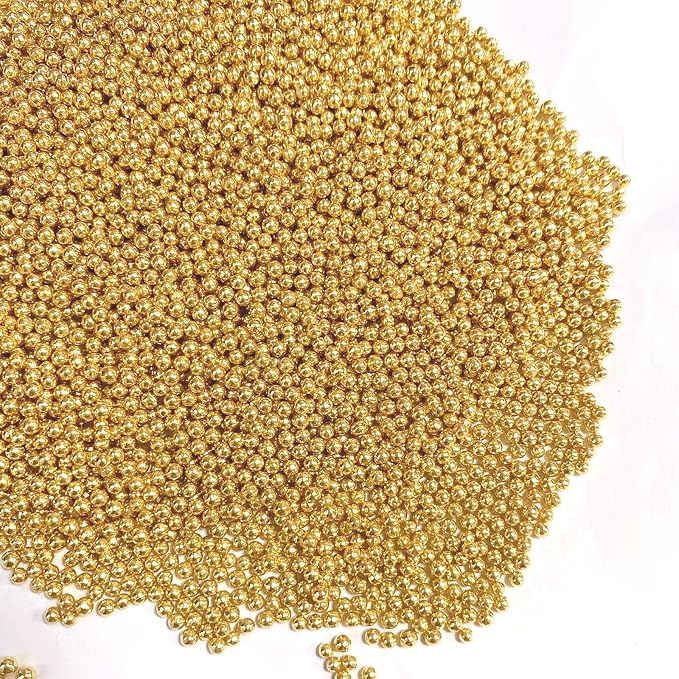 Sentovac Gold Nonpareils Sprinkles Edible 2mm Mini Pearls Cake Decorating Sugar Candy Cookie Cake Cupcake Topper Ice Cream Baking Decorations Halloween Christmas Valentines Wedding Supplies