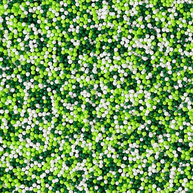 St Patrick's Day Sprinkles 7 oz White and Green Nonpareils Sprinkles Edible Cookie Decorations 2mm Mini Pearls for Decorating Cake, Baking, Cupcake Toppers, Ice Cream, Donuts (Irish Blessing Nonpareils)