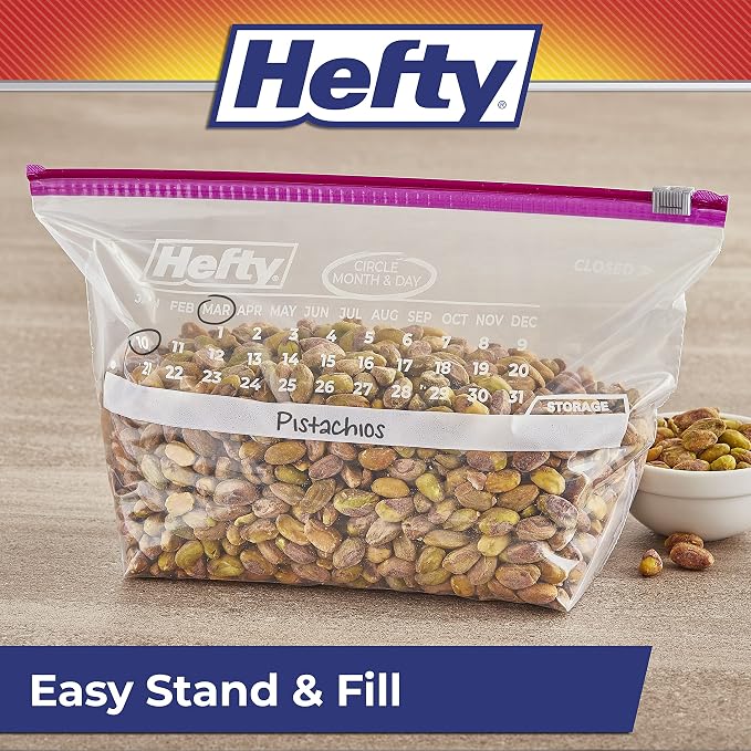 Hefty Slider Calendar Storage Bags,Half Gallon Size,256 Total,32 Count (Pack of 8)