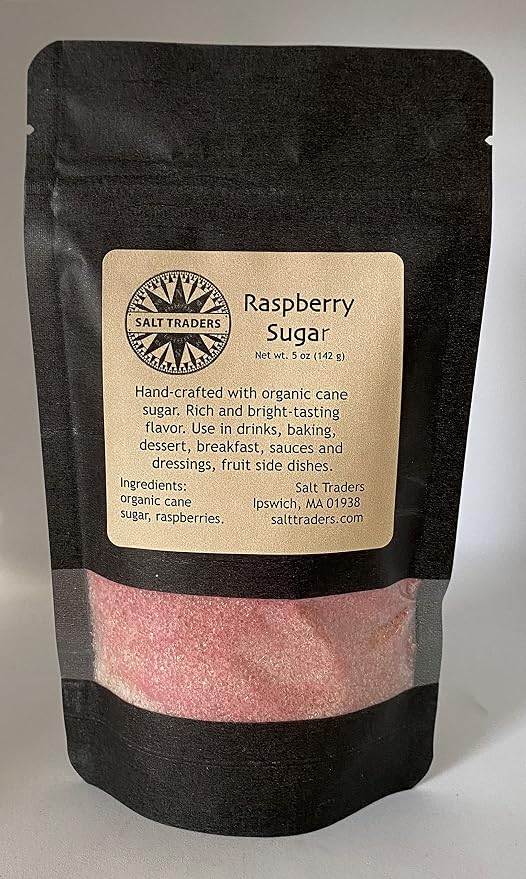 Salt Traders Raspberry Flavored Cane Sugar - 5 oz Rice Paper Zip Bag