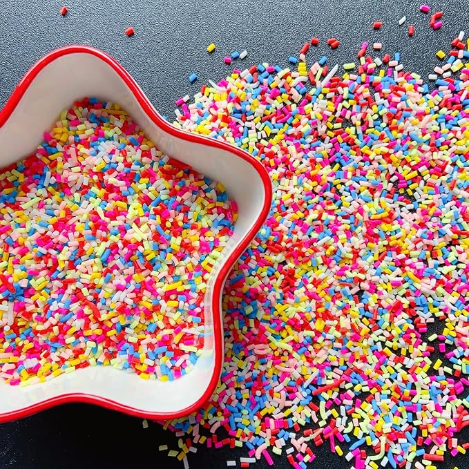 EHOPE 50g Fake Sprinkles Resin Sprinkles Fake Candy Sprinkles Clay Sprinkles Polymer Sprinkles Polymer Clay Slices for Nail Art DIY Crafts Cake Phone Case(Red Sugar granules-11）