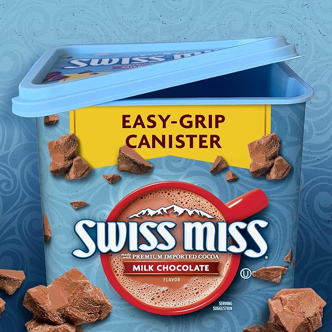 SWISS MISS Milk Chocolate Flavored Hot Cocoa Mix, 38.27 OZ Square Canister (Pack of 2)