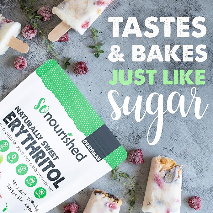 So Nourished Erythritol Sweetener Granular - Keto Sugar Substitute - 0 Calorie, 0 Net Carb, Non-GMO (1 lb / 16 oz)