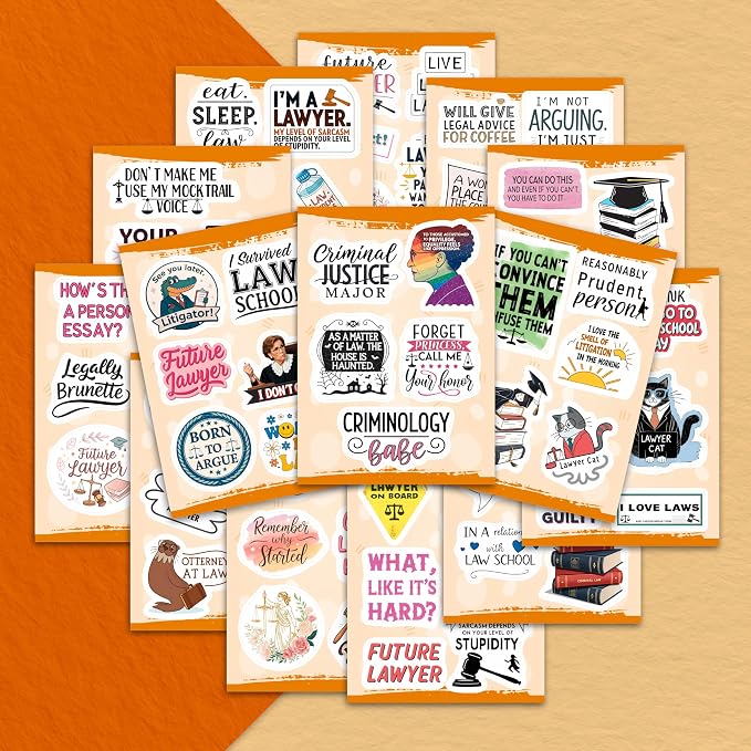 100Pcs Law Stickers for Laptop, Planner, Lawyer Stickers - Law Gifts - Lawyer Party Decorations - Gift for Women & Men