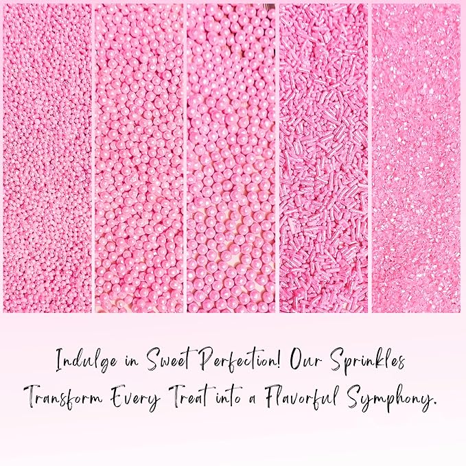 Confect Sprinkles for Cakes & Cupcakes – Assorted Pack of 5 Girly Dream Baby Shower Pearl Sprinkles –Edible Cake Topping for Cupcakes, Cookies, Desserts – Celebration Baking Decoration – Vegan, Gluten-Free, Nut-Free, Soy-Free, Dairy-Free , Handcrafted ...
