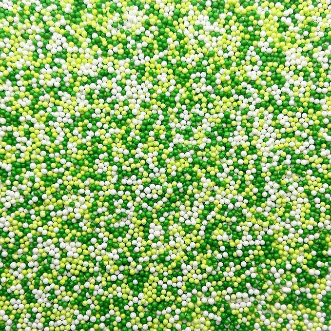 SE Si&Moos St. Patrick's Day Nonpareil Sprinkles, 2mm Green and White Mini Edible Pearls White Green Sprinkles for Cake Decorating Halloween Cake Decorations Wedding Baby Shower Party Christmas Holiday Supplies 3.5 OZ