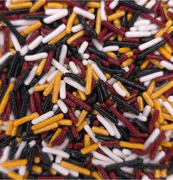 NCS Washington Game Day Burgundy, Black, White & Gold Jimmies Edible Sprinkles – Cupcake, Cake & Cookie Decorations, 7 oz