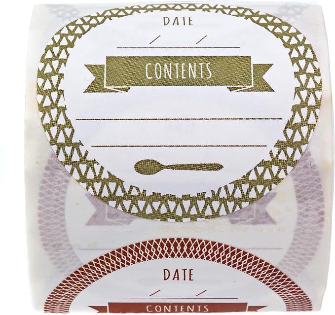 Write On Canning Labels / 250 Jar Lid Labels / 4 Earth Tone Patterned Food Preservation Labeling Designs / 2" Fill in Round Can Top Stickers/Made in The USA