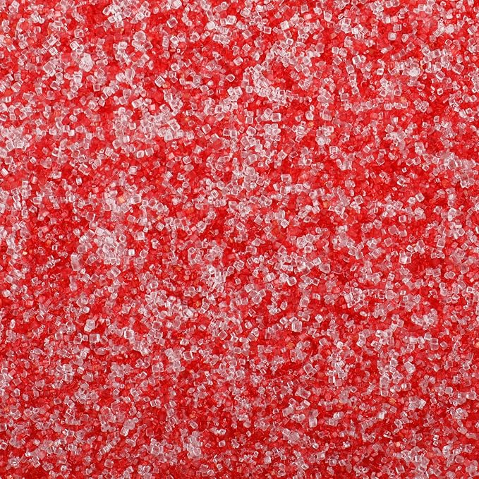 Red & White Sanding Sugar Sprinkles, 4.6 oz Edible Peppermint Sparkling Sugar Crystals for Baking Topping, Cupcakes, Cookies, Ice Cream & Cake Decorating, Wedding Valentines Christmas Holiday Supplies