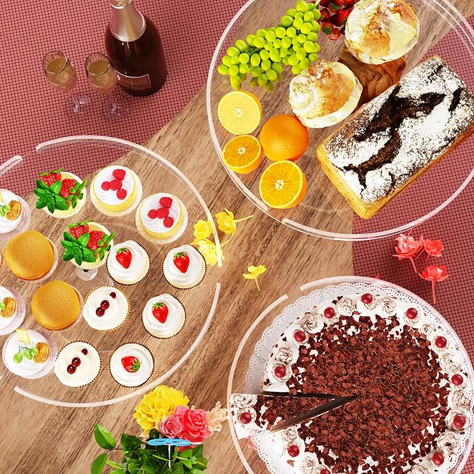 Bakzon Acrylic Cupcake Stand, Clear Dessert Dessert Table Display Set, Cupcake Tower Holder Display with Base for Wedding, Party, Baby Shower, 3 Set Round, Transparent