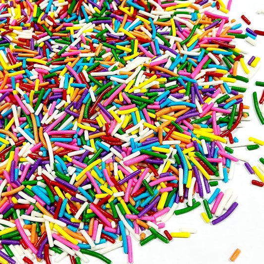 Homipooty Rainbow Jimmies Sprinkles for Cake Decorating 100g/3.5oz Rainbow Sprinkles Mix for Baking, Ice Cream Toppings, Cupcakes, Cookies, Donuts