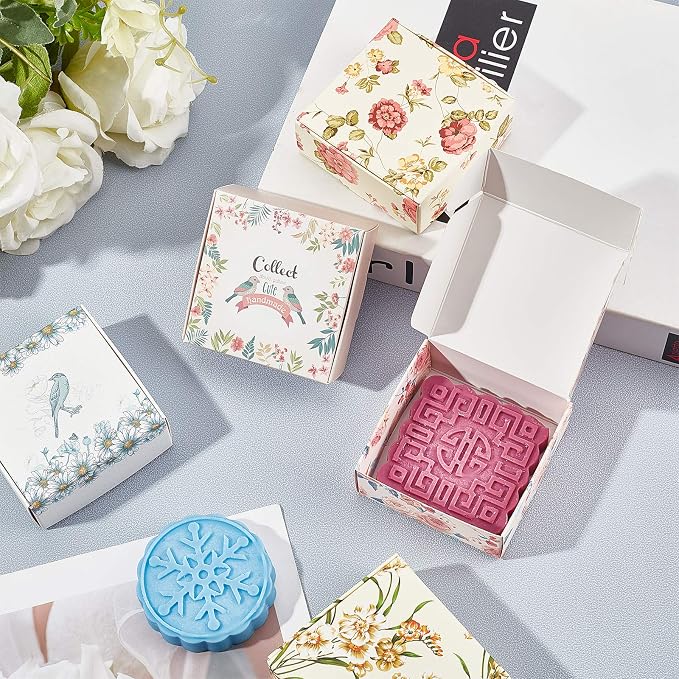 PH PandaHall 30 Pack Kraft Gift Box, 5 Style Flower Soap Boxes Gift Wrapping Box Cookie Treat Boxes for Homemade Soap Christmas Chocolate Candy Wedding Birthday Party Favors Gift Supplies 3 x 3 x 1.1