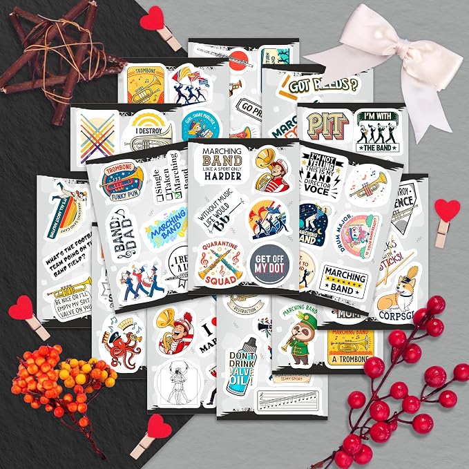 100Pcs Marching Band Stickers - Marching Band Gifts, Party Supplies -Drum Stickers - Gift for Women & Men