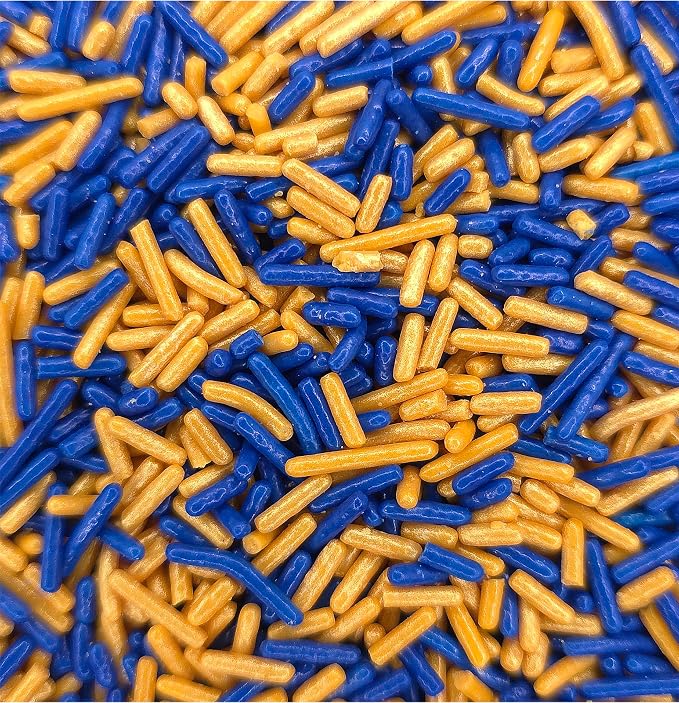 NCS Dark Blue & Gold Jimmies Edible Sprinkles – Cupcake, Cake & Cookie Decorations, 7 oz