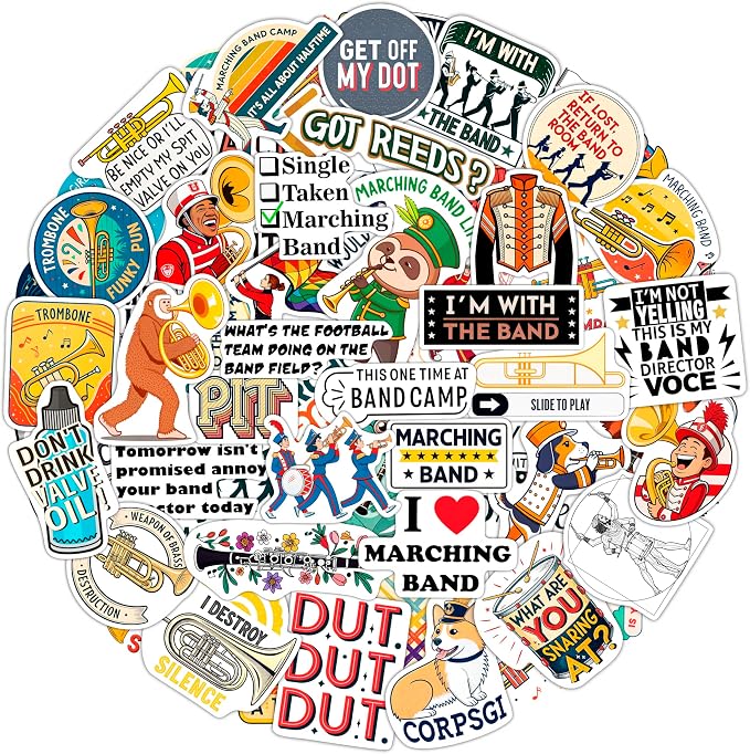 100Pcs Marching Band Stickers - Marching Band Gifts, Party Supplies -Drum Stickers - Gift for Women & Men