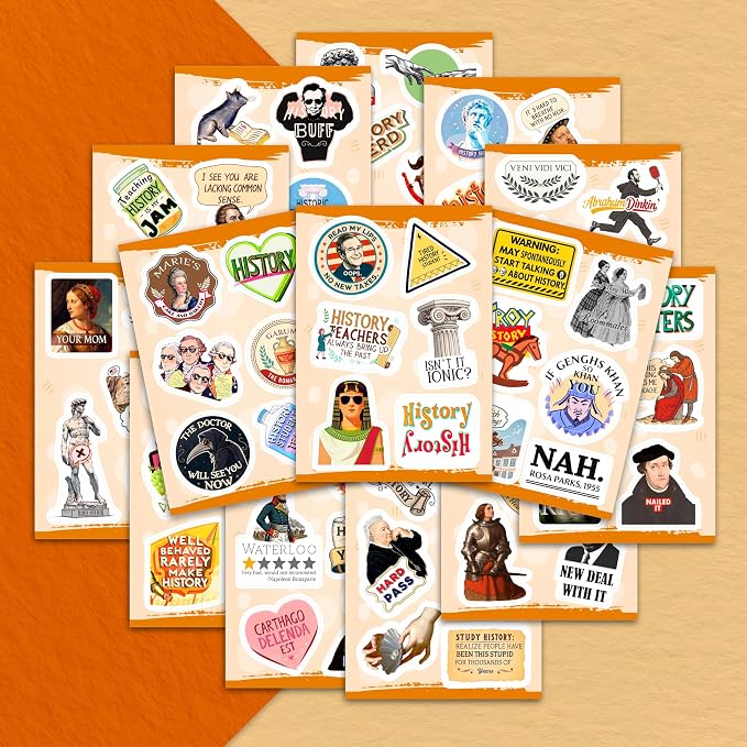 100Pcs History Stickers - History Gifts, Party Supplies - Vinyl Laptop Stickers Waterproof - Gift for Women & Men