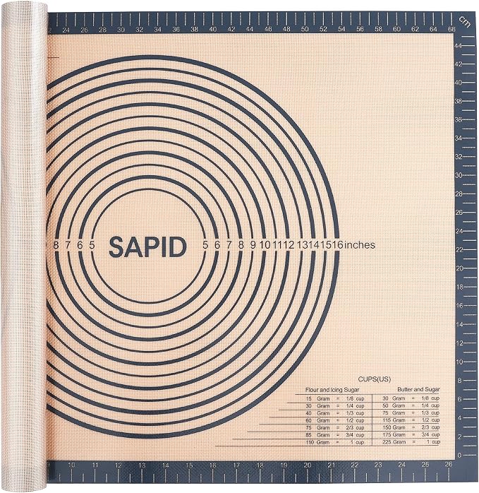 Sapid Extra Thick Silicone Pastry Mat Non-slip with Measurements for Non-stick Silicone Baking Mat Extra Large, Dough Rolling, Pie Crust, Kneading Mats, Countertop, Placement Mats (20" x 28",Gray)