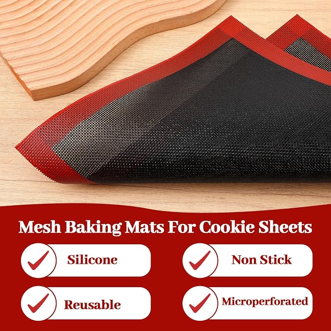 2Pcs Perforated Baking Mats Eclair Silicone Mat for Half Sheet