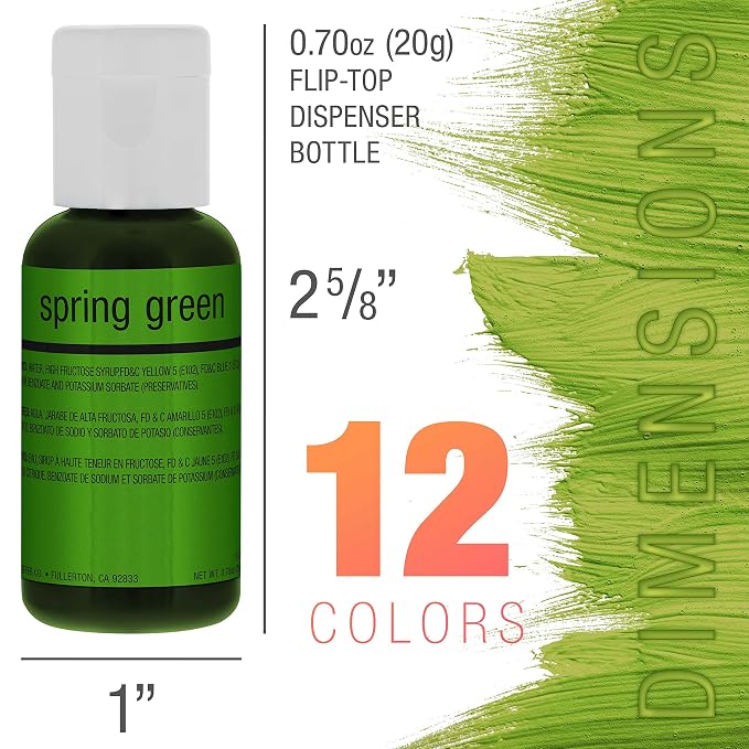 U.S. Cake Supply Airbrush Cake Color Set - The 12 Most Popular Colors in 0.64 fl. oz. (19ml) Bottles Made in the USA