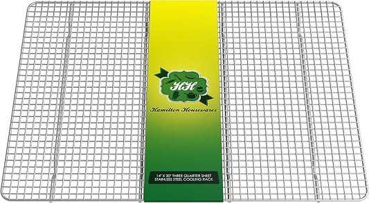 Stainless Steel Wire Cooling Rack-14"x20"-Ultra Heavy Duty, Commercial Grade, Extra Large-Cool Cookies, Cakes & Bread-Perfect for Baking Meat & Bacon-Fits 3/4 Big Sheet Pan-Oven & Dishwasher Safe