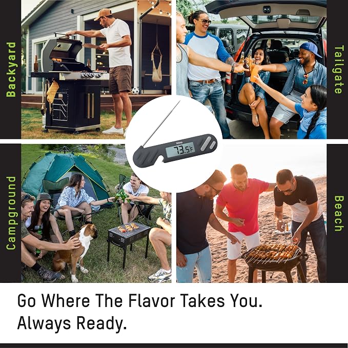 Taylor TruTemp Digital Instant Read Thermometer Meat Probe for BBQ Kitchen with Built in Bottle Opener, Reliable Folding Probe Easy Read LCD Grilling Cooking Tool, Gray
