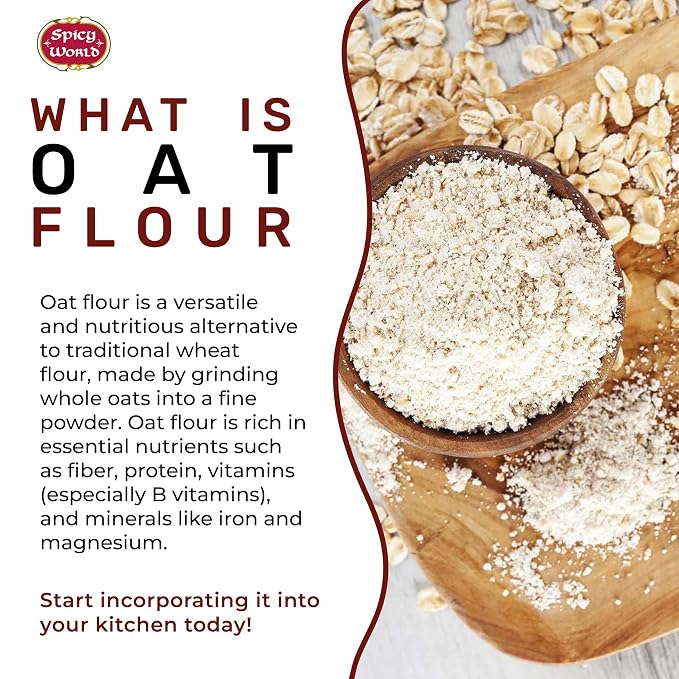 Oat Flour Whole Grain 4 LB LARGE Bag - Pure, USA Grown, For Baking & More, Non-GMO, Great Wheat Substitute - by Spicy World