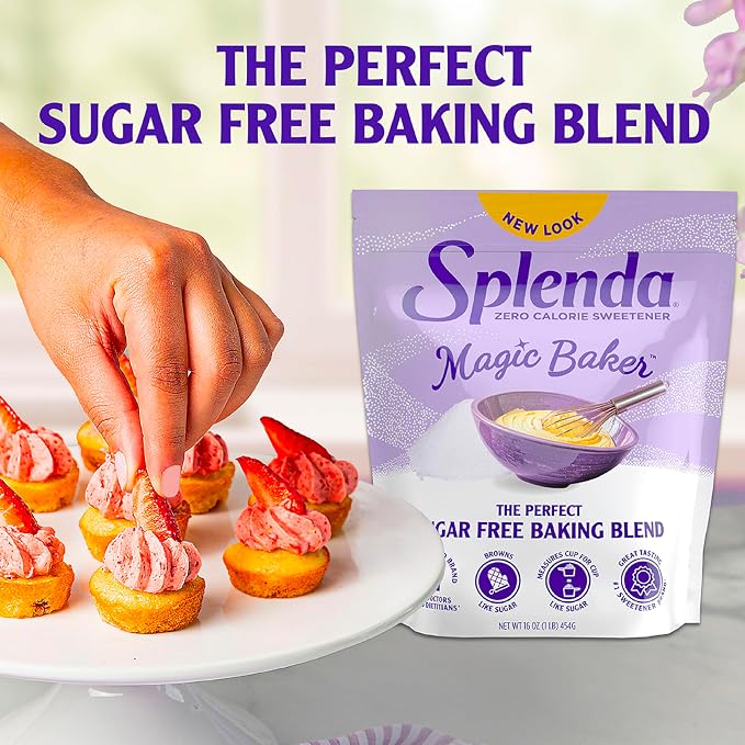SPLENDA Magic Baker Zero Calorie Plant Based Granulated Baking Blend with Stevia, Erythritol and Allulose – Zero Sugar, Keto Friendly, 1lb (16 oz) Pouch (Pack of 1), White