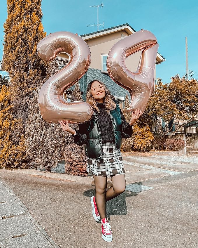 Rose Gold Number 4 Balloon 40 Inch, 4th Birthday Party Decorations for Children, Giant 4 Foil Balloon for Party Supplies