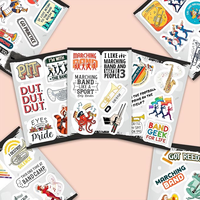 100Pcs Marching Band Stickers - Marching Band Gifts, Party Supplies -Drum Stickers - Gift for Women & Men