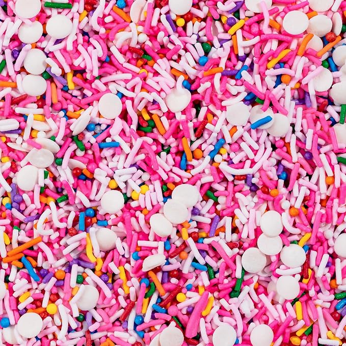 Fancy Sprinkles Pink Pinata Sprinkle Mix | Hot Pink, Pastel Pink & Rainbow Jimmies | Cake, Cupcake & Funfetti Baking | Birthday Party & Girls Night | 1 Pack (0.5c)