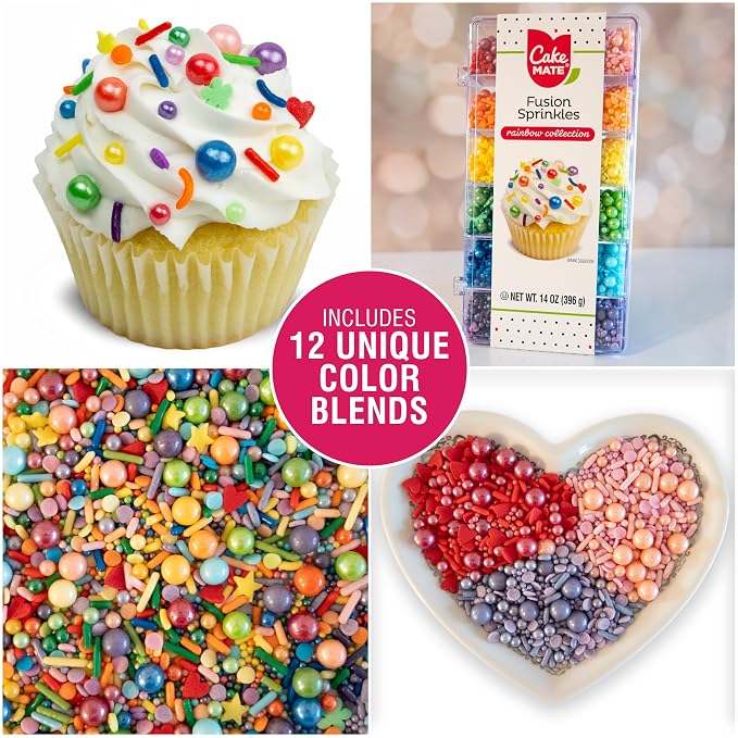 Cake Mate Rainbow Fusion Dessert Sprinkles, Assorted Colors and Shapes for, Holiday, Easter Sprinkle Tacklebox, 14oz