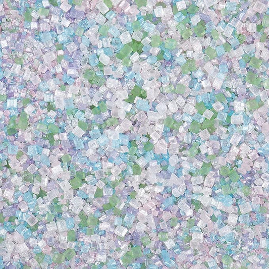 Mermaid Sanding Sugar Sprinkles, 4.6 oz Edible Pastel Green Purple Pink Blue Sugar Crystal for Baking Topping, Cupcakes, Cookies, Ice Cream, Cake Decorating, Spring Wedding Holiday Party Supplies