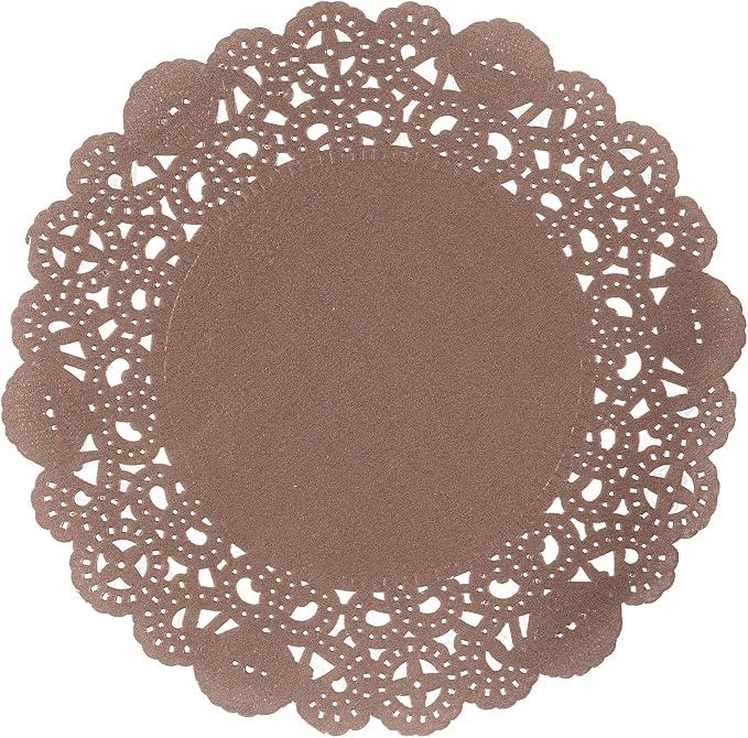 Restaurantware-Pastry Tek 6 x 6 Inch Placemat, 4000 Disposable Table Doilies - Elegant Lace Finish, Long Lasting, Brown Paper Placemat, for Pastries, Cupcakes, Desserts