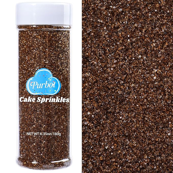 Chocolate Sprinkles Brown Sanding Sugar for Baking, 6.35oz/180g Edible Sparkling Sugar Crystals Maroon Sprinkles for Cakes Cupcakes Ice Cream