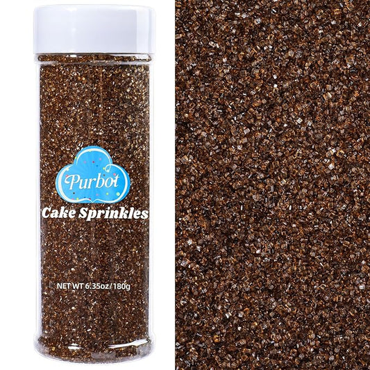 Chocolate Sprinkles Brown Sanding Sugar for Baking, 6.35oz/180g Edible Sparkling Sugar Crystals Maroon Sprinkles for Cakes Cupcakes Ice Cream