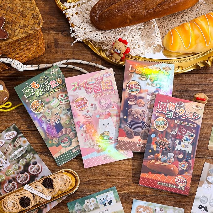 Girl's Japanese Retro Sticker Book, 700+ Kawaii Old Showa Style Embroidered Stickers, Forest Story Theme for DIY Scrapbooking Journaling Handbook Decoration