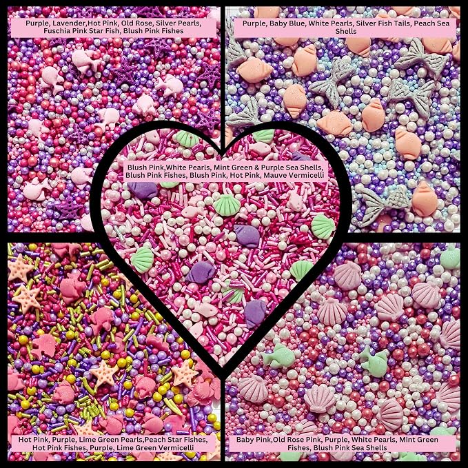 Confect Under the Sea Sprinkle Mix Set – Sea Shell, Star Fish, Mermaid & Sea fishes Edible Decorations in Ocean-Inspired Colors - 5 Assorted Pastel Sprinkle Blends for Cake, Cupcake & Cookie Decorating -Vegan, Gluten-Free, Nut-Free, Soy-Free, Dairy-Fre...