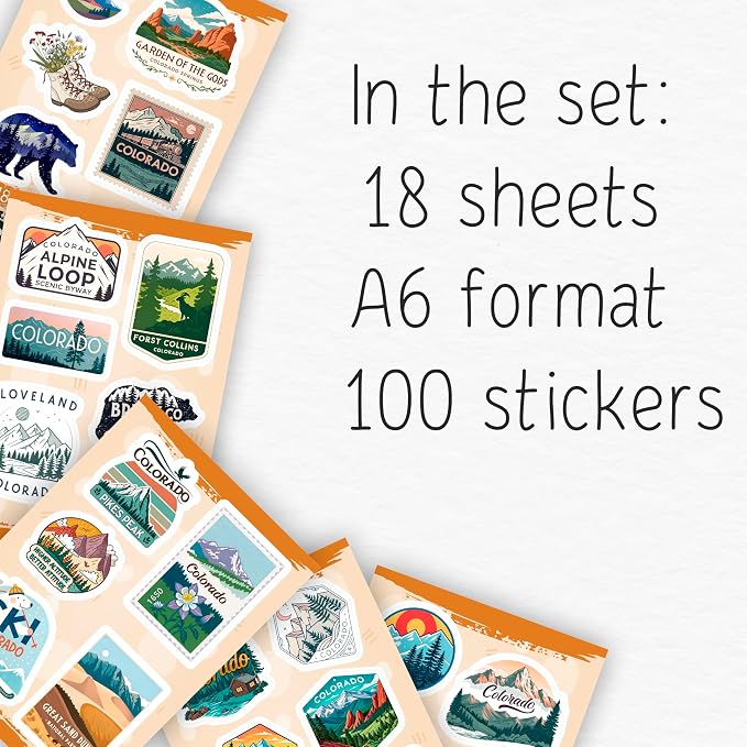 100Pcs Vinyl Colorado Stickers for Water Bottles, Decals - State Stickers for Water Bottle, Scrapbooking - Colorado Gifts, Souvenirs - Gift for Women & Men
