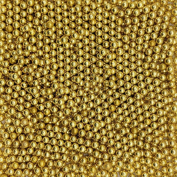 Dynastang 4mm Super Gold Pearls Sprinkles Edible Pearls Cake Decorating Stars Cake Decorations Cupcake Toppers Cookie Decorating Perfect for Cakes, Cupcakes, Desserts Toppings 3OZ