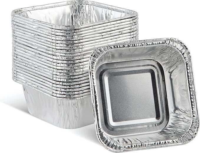 PLASTICPRO ''Disposable'' Mini Size 3'' X 3 X 2'' Inch Square Aluminum Tin Foil Baking Pans Bakeware - Cookware Perfect for Baking Cakes,Brownies,Bread, Meatloaf, Lasagna, Pack of 25