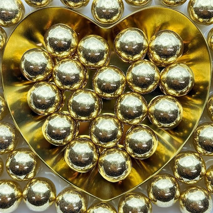CandiJumpin 14mm Large Gold Edible Pearls, Gold Pearl Sprinkles for Cake Decorating Jumbo Sugar Pearls Edible Cake Decorations Pearl Sugar Sprinkles Cupcake Toppers Baby Shower Party Birthday Wedding Christmas Supplies 3 OZ