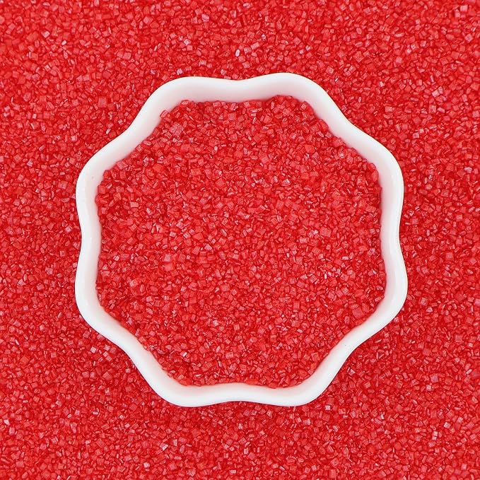 Red Sanding Sugar | Red Sprinkles | Edible Coarse Sugar Crystals | For Baking Dessert Decorating, Cake, Cupcake, Cookie, Ice Cream | Christmas Valentine's Day Holiday Party | 4.6 Ounces