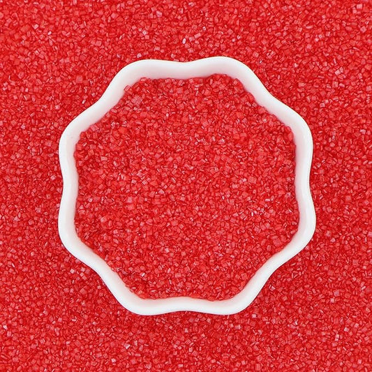 Red Sanding Sugar | Red Sprinkles | Edible Coarse Sugar Crystals | For Baking Dessert Decorating, Cake, Cupcake, Cookie, Ice Cream | Christmas Valentine's Day Holiday Party | 4.6 Ounces