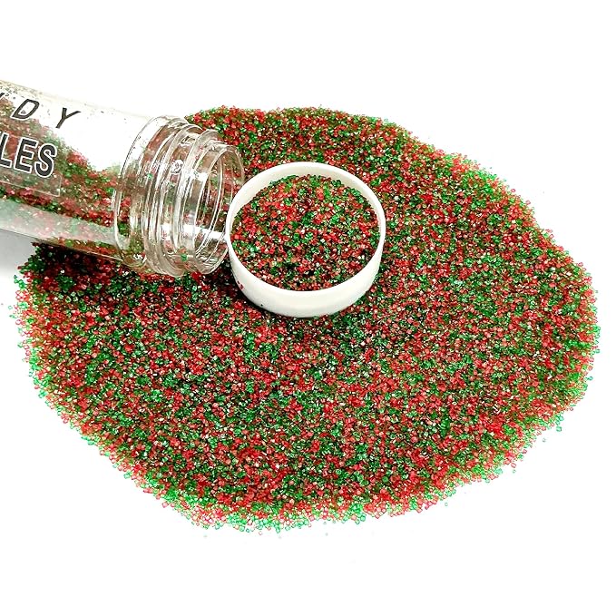 Edible Red and Green Sanding Sugar Sprinkles 142g/ 5.01oz Christmas Themed Sanding Sugar for Baking and Decorating Topping Cake Cookie Cupcake Topper Ice Cream Supplies