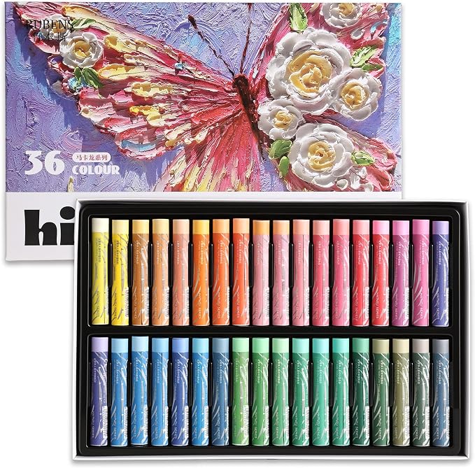 rubens Soft Oil Pastels Set (36 Macaron Colors), Professional Creamy Texture Oil Pastels for Easy Blending, Layering, Dreamy Art Supplies for Artists, Beginners & Adults