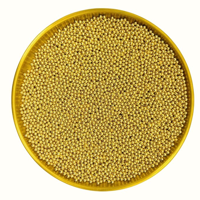 Dynastang 2mm Super Gold Pearls Sprinkles Edible Pearls Cake Decorating Stars Cake Decorations Cupcake Toppers Cookie Decorating Perfect for Cakes, Cupcakes, Desserts Toppings 3OZ