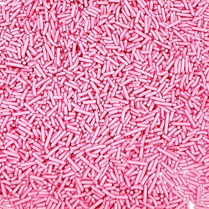 Homipooty Pink Soft Jimmies Sprinkles Edible Candy Jimmies Sprinkles for Cake Decorating 78g/2.75oz Cookie Cupcake Topper Ice Cream