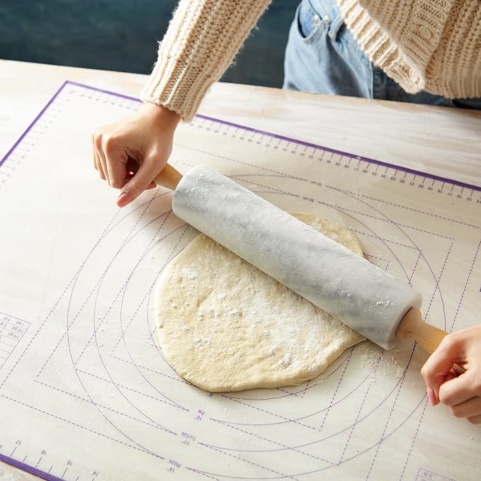 Silicone Pastry Mat Large, 26 x 18 inches. Nonstick Rolling Mat with Measurement Markings in Inches and Centimeters, Conversion Charts, BPA Free, Dishwasher Safe, Heat Resistant to 450°F